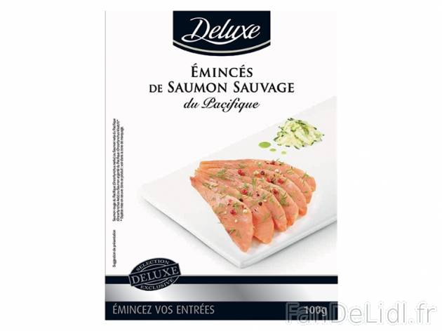 Emincés de saumon sauvage fumé , prezzo 2.99 € per 100 g, 1 kg = 29,90 € EUR. ...