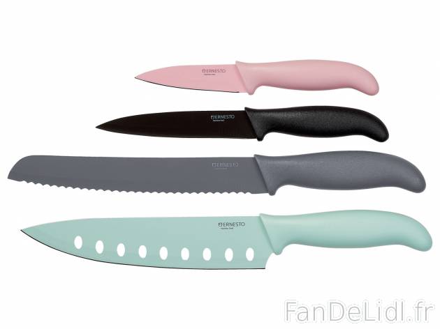 Couteaux Ernesto, le prix 7.99 € 
- Set de 4 : couteau de cuisine env. 19,5 cm, ...