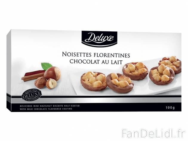 Noisettes florentines au chocolat au lait , prezzo 2.29 € per 100 g, 1 kg = 22,90 ...