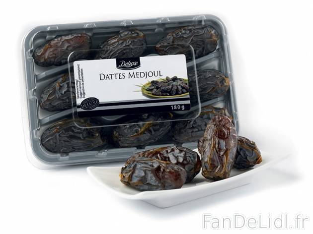 Dattes Medjoul , prezzo 2.49 € per 180 g, 1 kg = 13,83 € EUR.