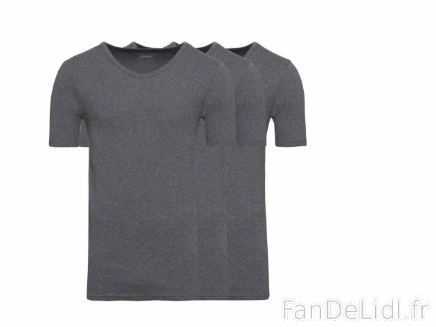 T-shirts homme , le prix 9.99 € 
- 100 % coton
- Lot de 3
- Col rond ou col ...