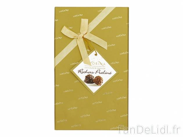 Rochers praliné , prezzo 5.99 € per 230 g, 1 kg = 26,04 € EUR. 
- Boîte cadeau ...