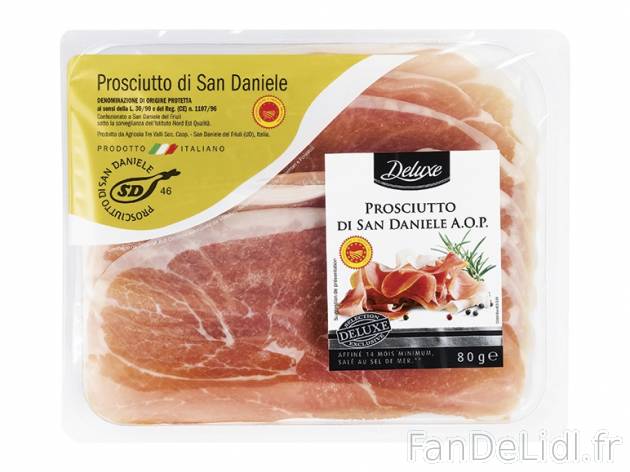 Prosciutto di San Daniele AOP , prezzo 2.69 € per 80 g, 1 kg = 33,63 € EUR. ...