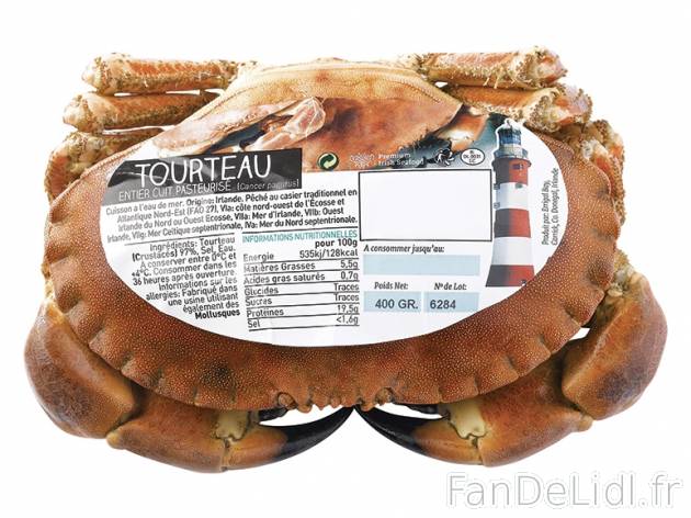 Tourteau cuit entier , prezzo 3.99 € per 400 g, 1 kg = 9,98 € EUR. 
- Pêché ...