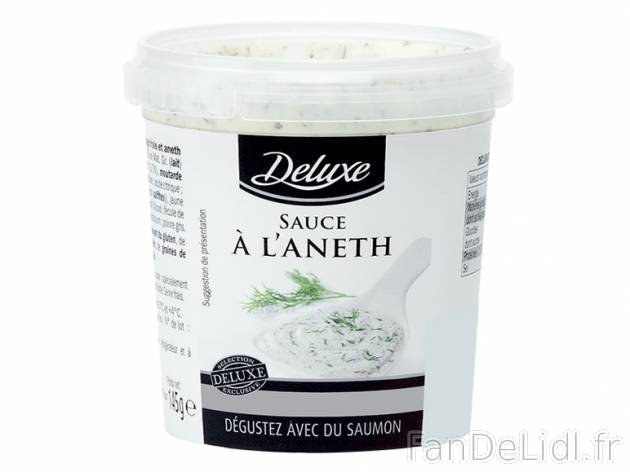 Sauce à l&apos;aneth , prezzo 1.49 € per 145 g, 1 kg = 10,28 € EUR.