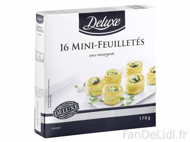 16 mini feuilletés aux escargots , prezzo 3.49 € per 170 g, 1 kg = 20,53 € EUR.