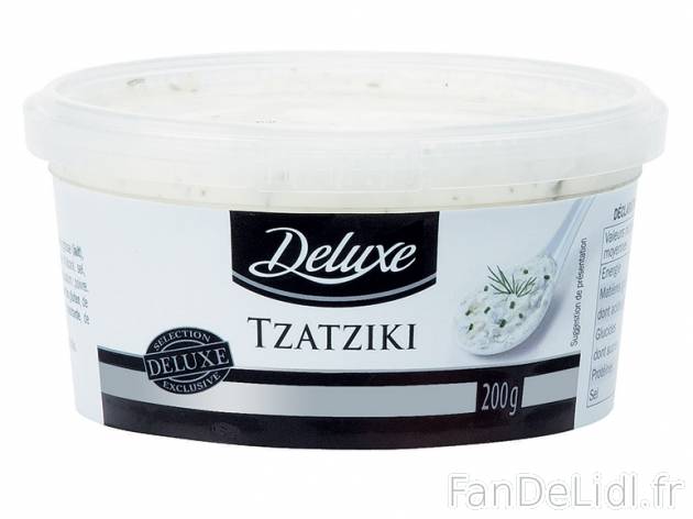 Tzatziki , prezzo 1.29 € per 200 g, 1 kg = 6,45 € EUR.