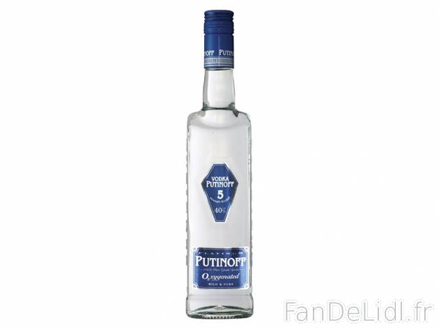 Vodka Putinoff Platinium Distillée 5 fois , prezzo 6.79 € per 50 cl, 1 L = 13,58 ...