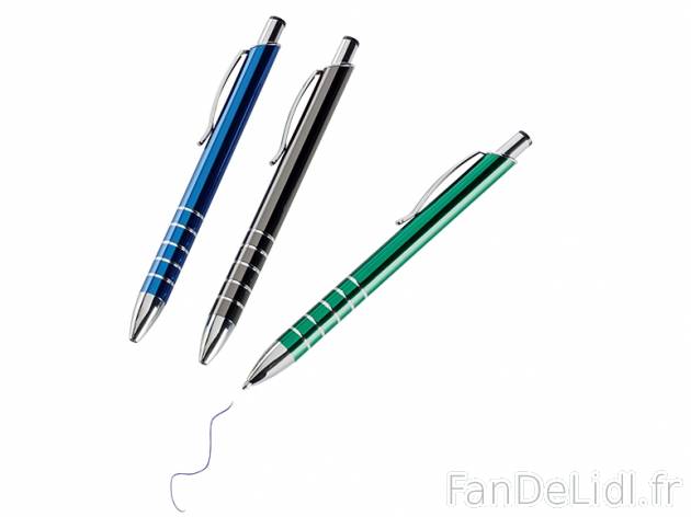 3 stylos à bille en métal , prezzo 2.49 € per Le lot au choix 
- Encre bleue ...