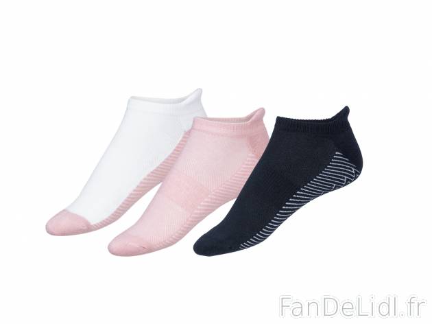 Socquettes techniques femme , le prix 2.99 € 
- Ex. 84 % coton, 15 % polyamide ...