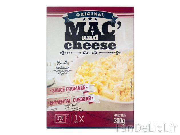 Mac and Cheese , le prix 2.29 € 
- Inédit chez Lidl
Caractéristiques

- ...