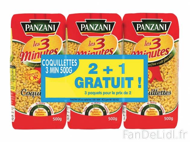 Panzani coquillettes cuisson rapide , prezzo 1.56 € per 1,5 kg, 1 kg = 1,04 € ...