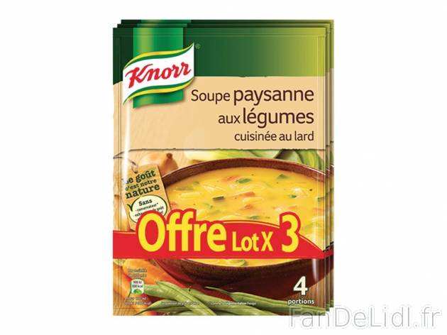 Knorr soupe paysanne aux légumes cuisinée au lard , prezzo 3.15 € per 3 x 97 ...