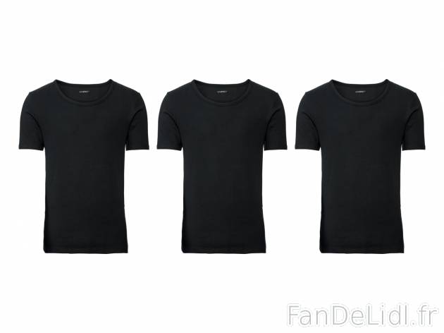 T-shirts homme Livergy, le prix 9.99 € 
- Ex. 100 % coton
- Lot de 3
- Disponible ...