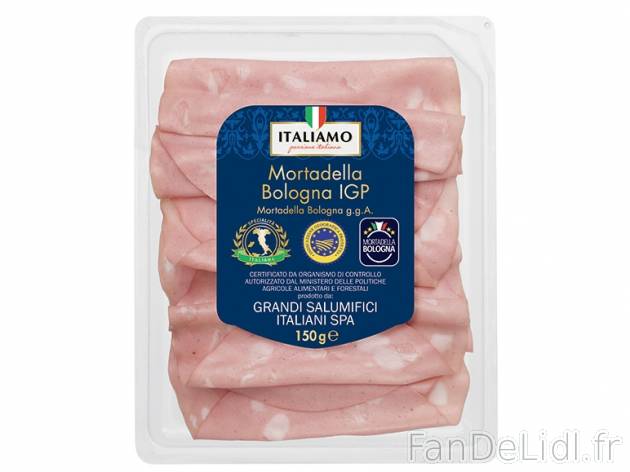 Mortadelle de Bologne IGP , prezzo 1.65 € per 150 g, 1 kg = 11,00 € EUR. 
- ...