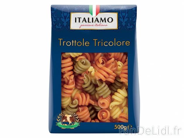 Trottole tricolore , prezzo 0.99 € per 500 g, 1 kg = 1,98 € EUR. 
- Au blé ...