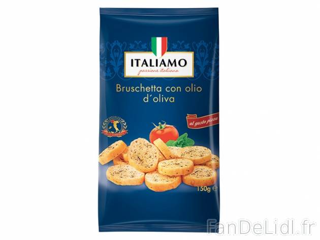 Bruschetta , prezzo 0.89 € per 150 g au choix, 1 kg = 5,93 € EUR. 
- A l&apos;huile ...