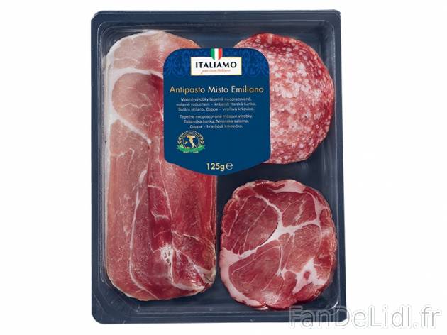 Assortiment de charcuterie italienne , prezzo 3.43 € per Soit le lot de 2 x 125 ...