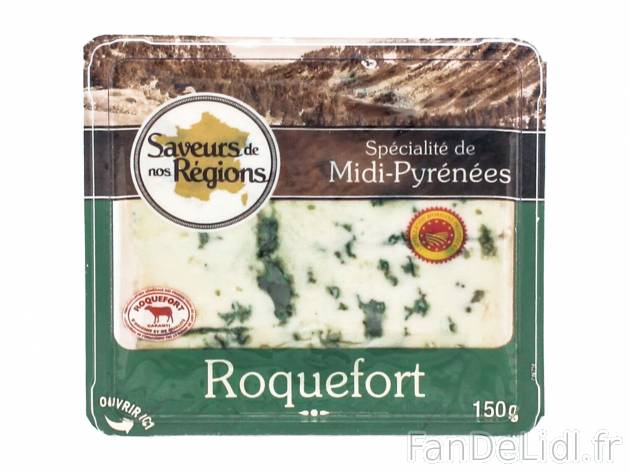 Roquefort AOP en vente , le prix 1.75 €  

Caractéristiques

- AOP
- Rayon frais