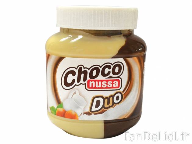 Pâte à tartiner duo , prezzo 1.29 € per 400 g, 1 kg = 3,23 € EUR. 
- Inédit ...