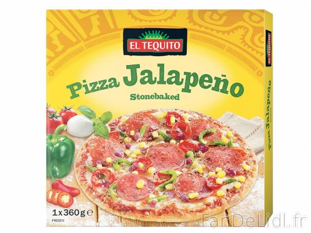 Pizza jalapeño , prezzo 1.59 € per 360 g, 1 kg = 4,42 € EUR. 
- Inédit chez ...