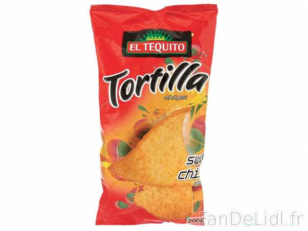 Chips tortilla , prezzo 0.99 € per 200 g au choix, 1 kg = 4,95 € EUR. 
- Au ...