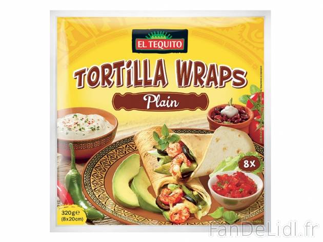 8 tortillas nature , prezzo 0.99 € per 320 g, 1 kg = 3,09 € EUR.  
-      Ø 20 cm