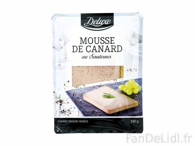Mousse de canard au Sauternes , le prix 1.29 € 

Caractéristiques

- Transformé ...