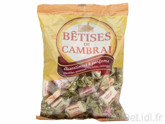 Bêtises de Cambrai , prezzo 1.49 € per 200 g, 1 kg = 7,45 € EUR. 
- Assortiment ...