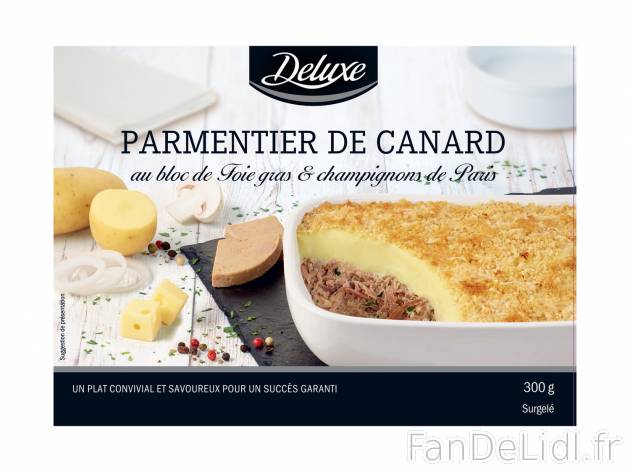 Parmentier de canard au bloc de foie gras et , le prix 2.39 &#8364; 

Caractéristiques

- ...