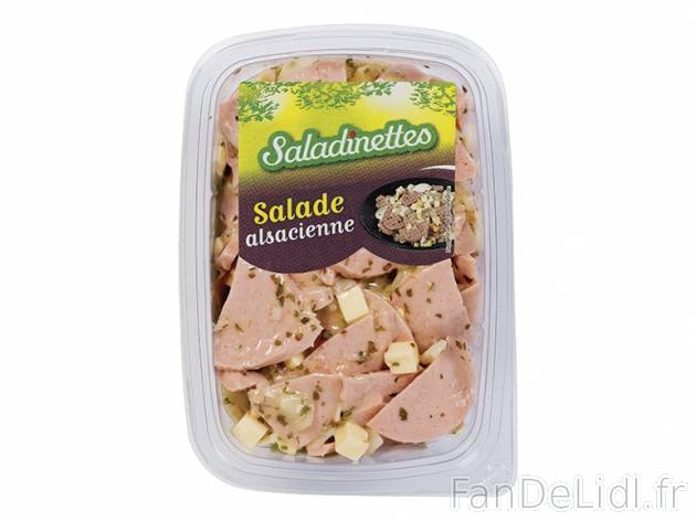 Salade alsacienne , prezzo 2.49 € per 500 g, 1 kg = 4,98 € EUR. 
- Cervelas, ...