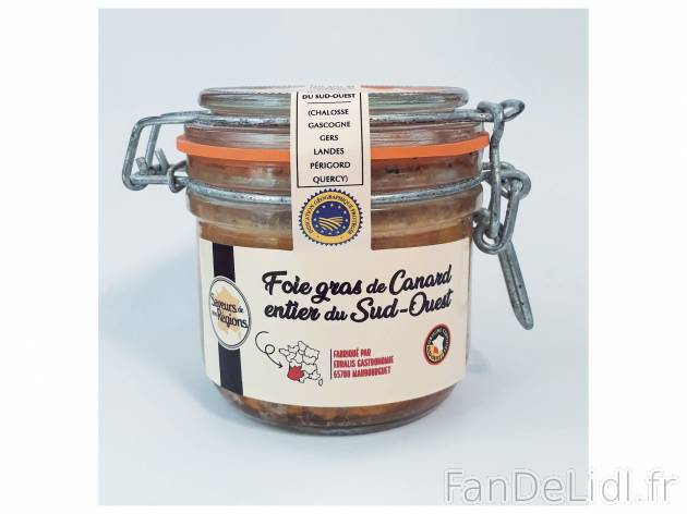 Foie gras de canard entier du Sud-Ouest IGP , le prix 9.99 € 
- Canard à foie ...