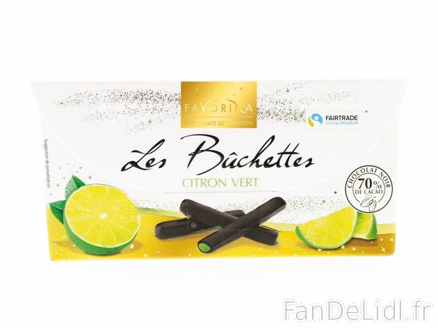 Bûchettes citron vert , le prix 3.29 € 
- Chocolat noir 70 % cacao
Caractéristiques

- ...