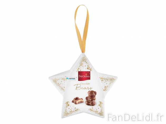 Étoile de Noël , le prix 0.99 € 
- Au choix : truffes aromatisées rhum, ourson ...