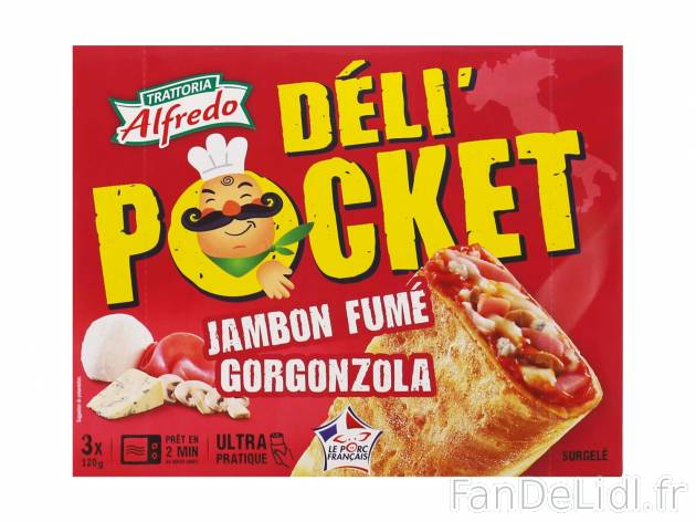 3 Déli’ Pocket1 , prezzo 2.79 &#8364; per 360 g au choix 
- Au choix : jambon-gorgonzola ...