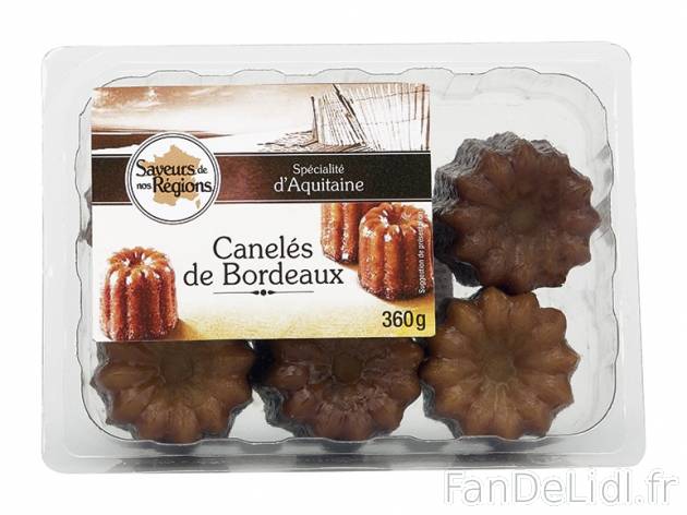 6 canelés de Bordeaux , prezzo 2.49 € per 360 g, 1 kg = 6,92 € EUR.