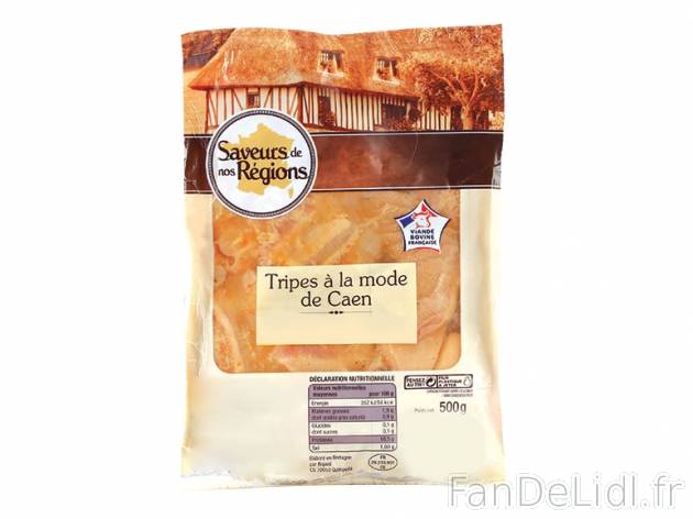 Tripes à la mode de Caen , prezzo 2.99 € per 500 g, 1 kg = 5,98 € EUR. 
- ...