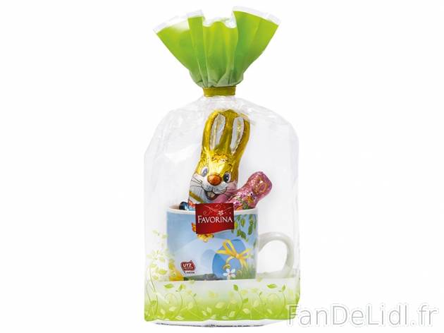 Mug de Pâques garni de chocolats , prezzo 3.69 € per 122,5 g, 1 kg = 30,12 € ...