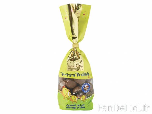 Friture praliné , prezzo 1.35 € per 250 g, 1 kg = 5,40 € EUR. 
- Au chocolat ...