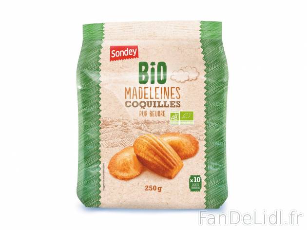 Madeleines coquilles Bio1 , prezzo 2.29 € per 250 g 
- Inédit chez Lidl
- Pur ...