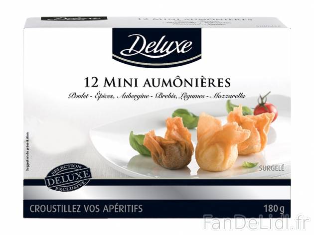 12 mini aumônières , prezzo 3.29 € per 180 g, 1 kg = 18,28 € EUR. 
- Assortiment ...