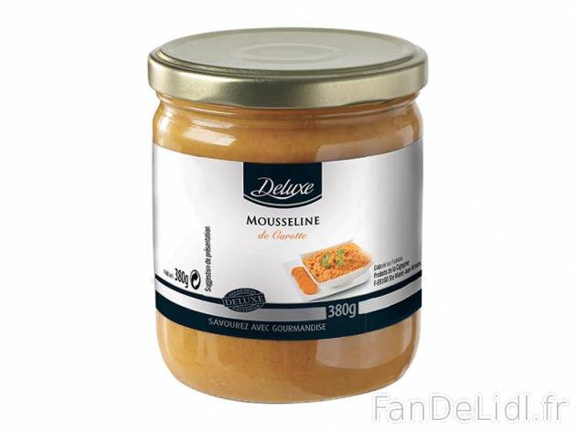 Mousseline de carotte ou de céleri , prezzo 2.29 € per 380 g au choix, 1 kg = ...