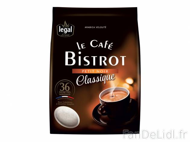 Legal dosettes Le Café Bistrot , le prix 2.21 € 
- 36 dosettes
- Au choix : ...
