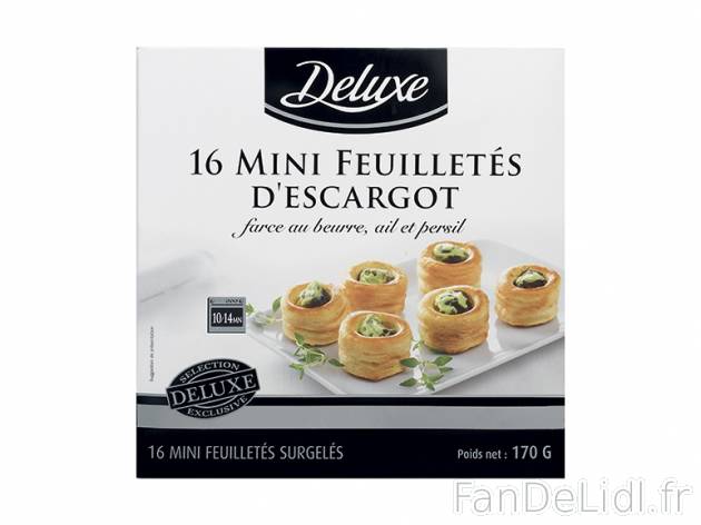 16 mini feuilletés d&apos;escargot , prezzo 3.49 € per 170 g, 1 kg = 20,53 ...