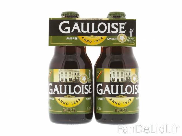 4 bières Gauloise ambrées1 , prezzo 4.99 € per 4 x 33 cl 
-  5,5 % Vol.