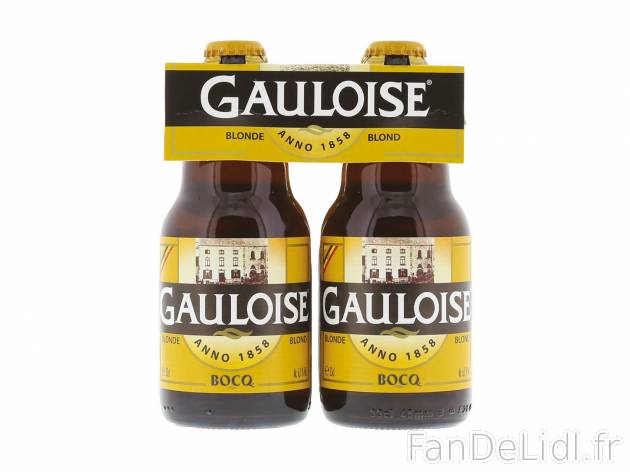 4 bières blondes Gauloise1 , prezzo 4.99 € per 4 x 33 cl 
-  6,3 % Vol.