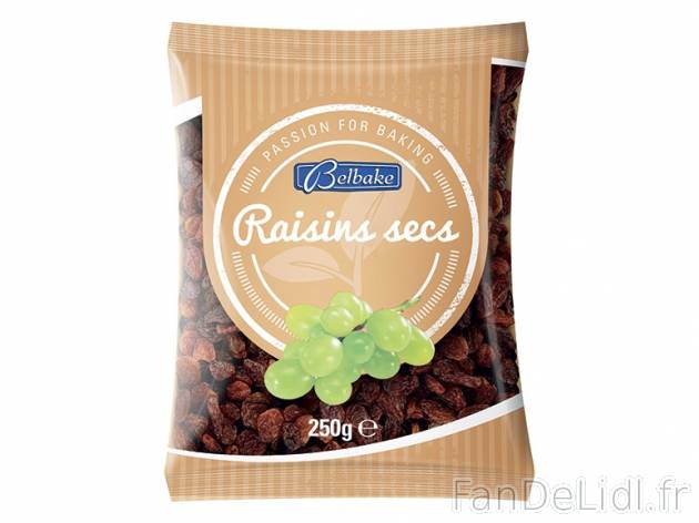 Raisins secs , prezzo 0.99 € per 250 g, 1 kg = 3,96 € EUR. 
- Toute l&apos;année ...