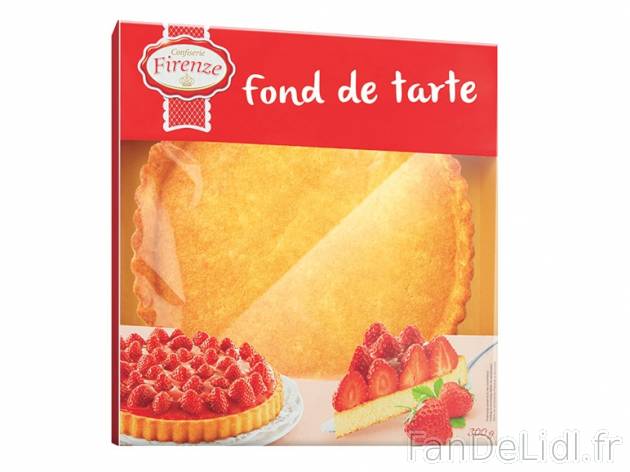 Fond de tarte , prezzo 0.99 € per 300 g, 1 kg = 3,30 € EUR.  
-      Ø 24 cm