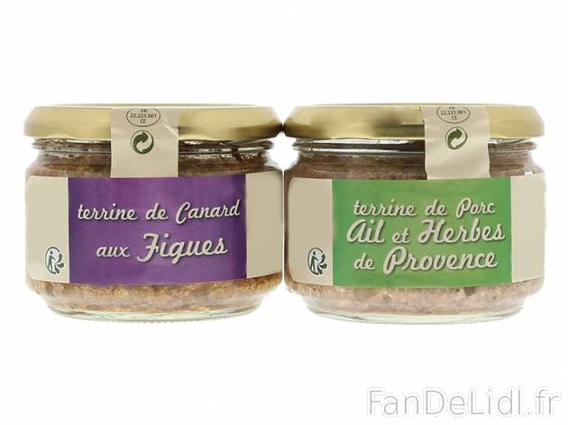 2 terrines provençales , prezzo 1.69 € per 2 x 180 g, 1 kg = 4,69 € EUR. 
- ...