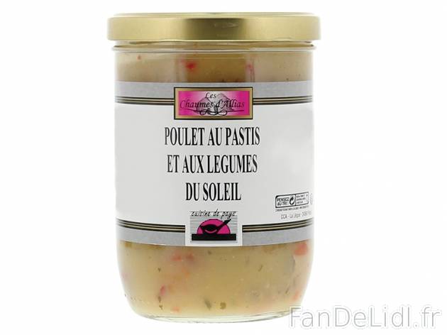 Poulet mariné au pastis , prezzo 3.99 € per 760 g, 1 kg = 5,25 € EUR. 
- Inédit ...